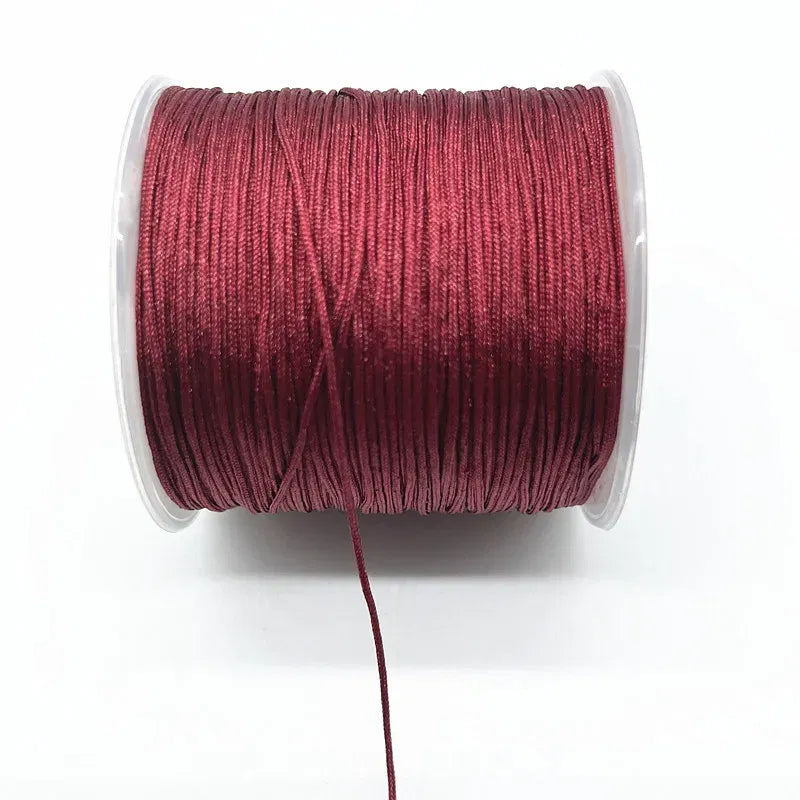 Color: Pale pinkish gray, Size: M - New 10M/lot 0.8mm 1.0mm Nylon Cord Thread Chinese Knot Macrame Cord Bracelet Braided String DIY Tassels Beading Shamballa Thread