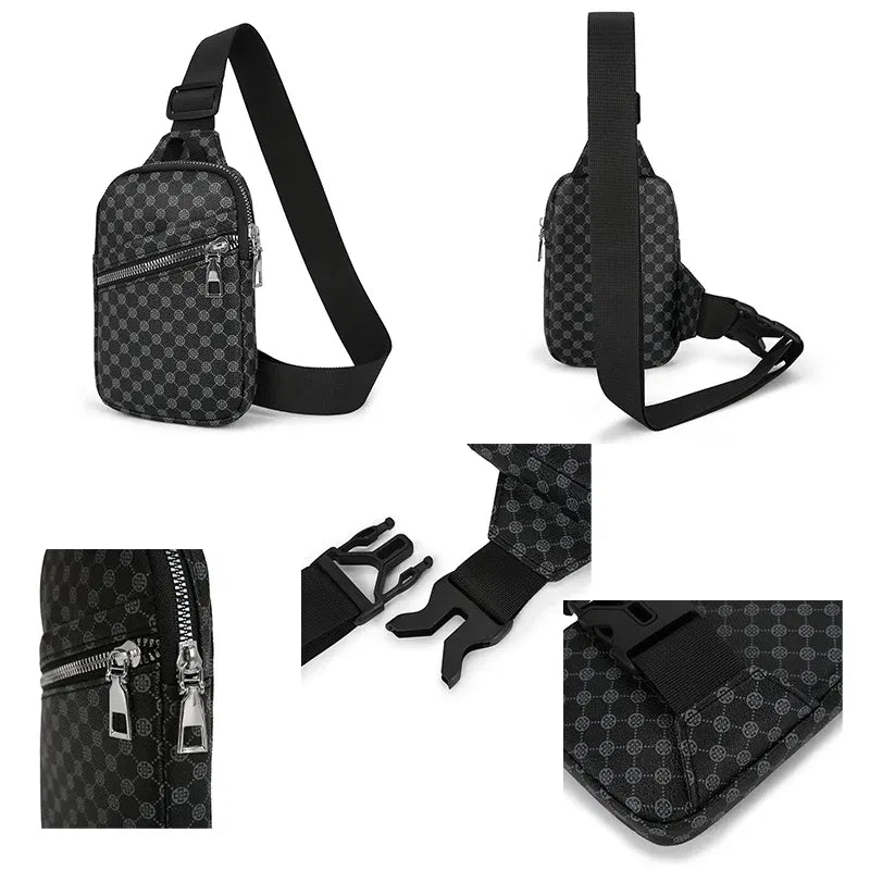 Color: Orange - VC Simple Casual Men's Mini Chest Bag Lightweight PU Leather Men Crossbody Bag Phone Sling Bags Suitable for Hiking City Walk