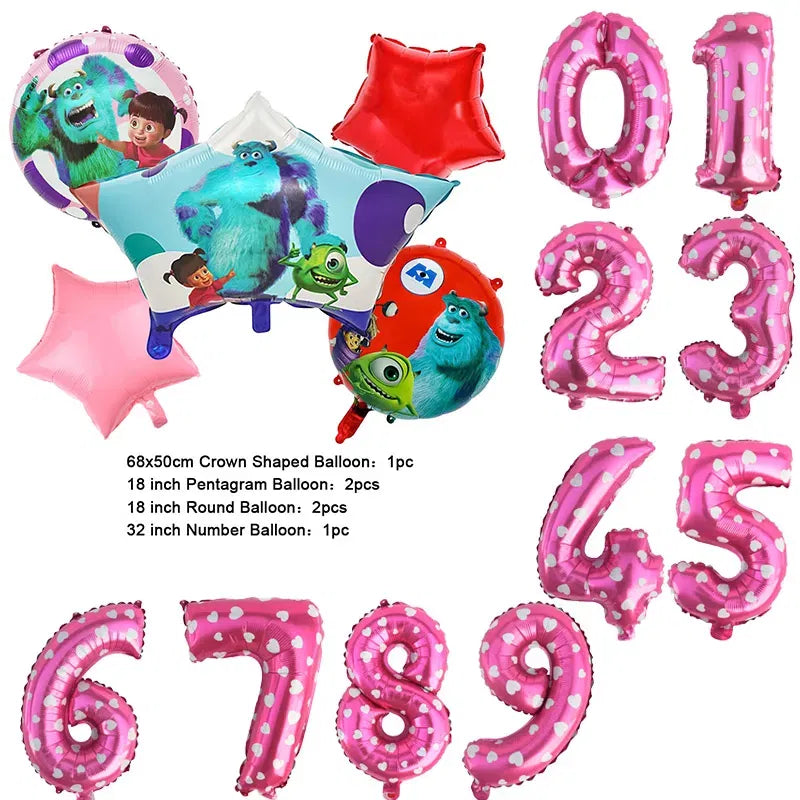 Color: Deep Sapphire, Capacity: 1500ml - Monsters University Monsters, Inc. James P. Sullivan Theme Birthday Party Decoration Crown Shaped Balloon Set Baby Shower