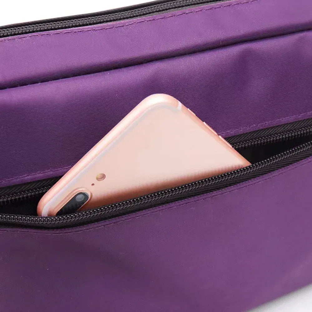 Color: Light Grey - Purple One Shoulder Crossbody Bag Portable Commuting Large Capacity Simplicity Storage Bag Garland Letter Series Print Pattern