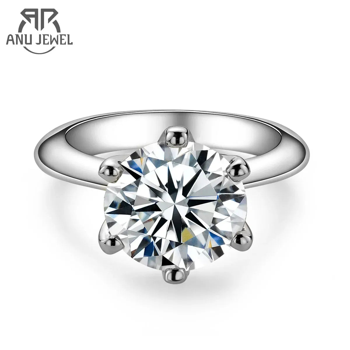 Gem Color: Blue, Ships From: CHINA, Ring Size: 5 - AnuJewel 1ct 2ct 3ct 5ct D Color Moissanite Engagement  Ring For Women 925 Sterling Silver Gold Plated Solitaire Rings Wholesale