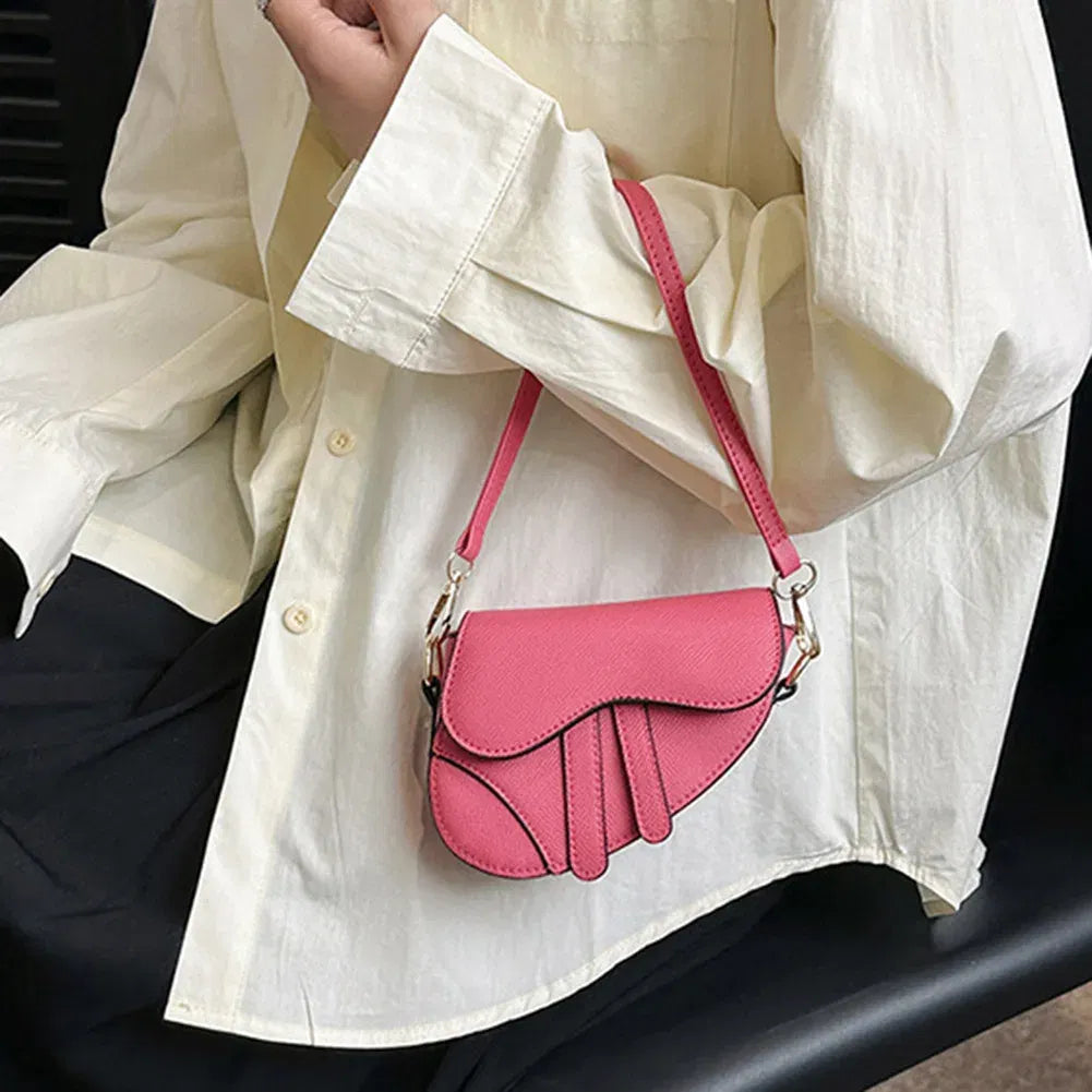 Color: GRAY - Women Fashion Mini Handbags Hasp Zipper Messenger Bags Saddle Bag Solid Color Casual Simple Inside Lock Ornament Bag