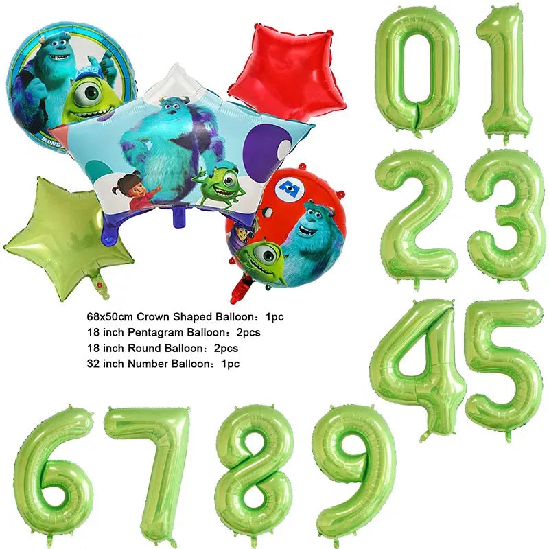 Color: Deep Sapphire, Capacity: 1500ml - Monsters University Monsters, Inc. James P. Sullivan Theme Birthday Party Decoration Crown Shaped Balloon Set Baby Shower