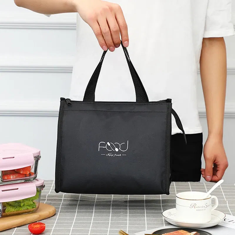 Color: Brown - High-Capacity Portable Insulated Lunch Bag Women Kid Picnic Work Travel Food Thermal Storage Container Bento Box Cooler Tote Bag