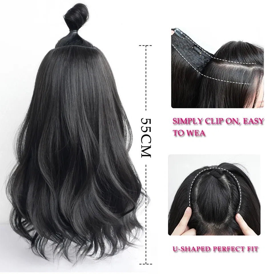 Color: P4/27 - AOSI Part Synthetic Clip In Hair Extension Long Thick Curly Natural Blonde Flase Hair Hairpieces For Women Heat Resistant