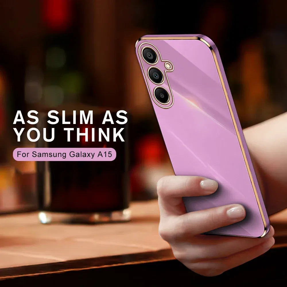 Material: PE, Color: Brown - Luxury Electroplated Cover Case For Samsung Galaxy A15 Silicone Lens Protection Fundas A05s A05 4G A25 A35 A55 5G A 15 25 35 55