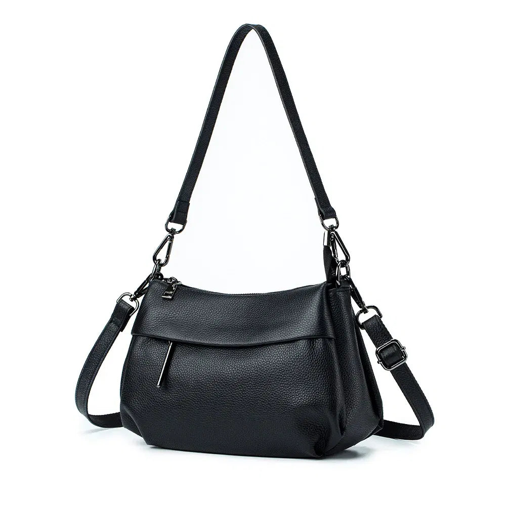 Color: Blue - High Quality Real Leather Handbag Ladies' Genuine Leather Shoulder Bags Women's Casual Messenger Bags Versatile Crossbody Bag