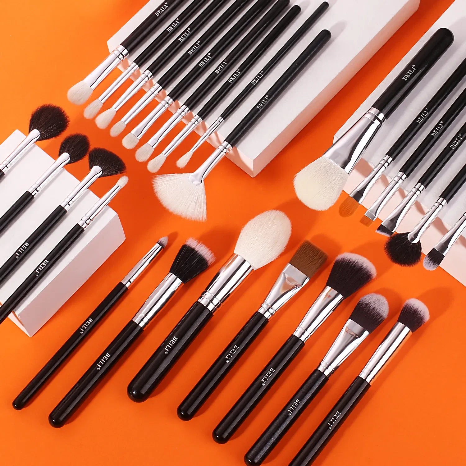 Handle Color: Green, Ships From: Poland - BEILI Makeup Brush Set with Holder 30-42Pcs Professional Foundation Powder Blush Eyeshadow Blending Brushes Kit Make Up Tools