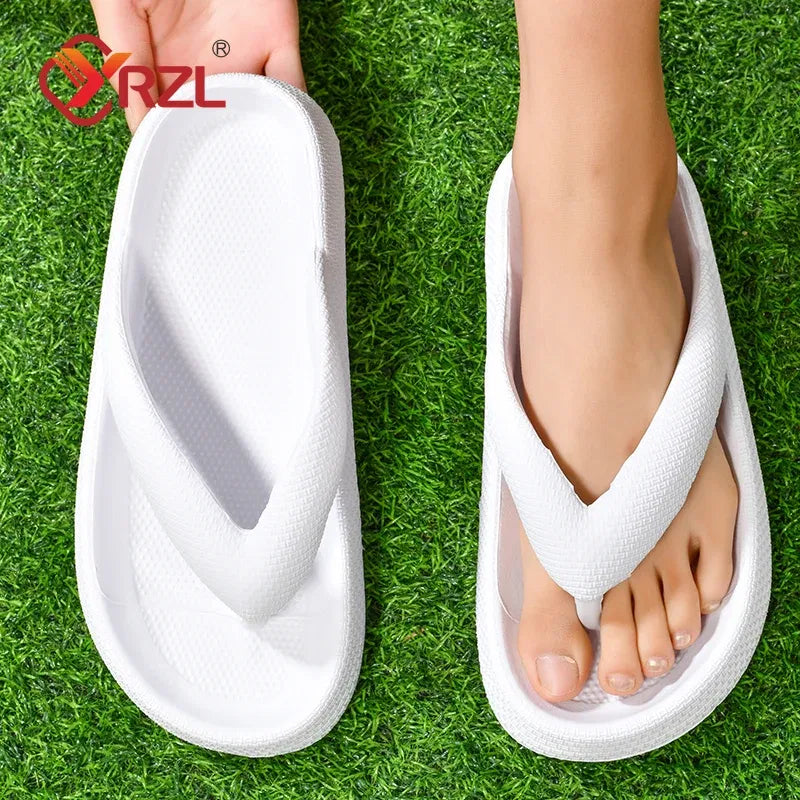 Color: Clear, Shoe Size: 42 - YRZL Flip Flops Men Soft Sole Platform 2024 Summer Beach Non Slip Women Slippers Coulple Thick Sole Bathroom Slides Sandals