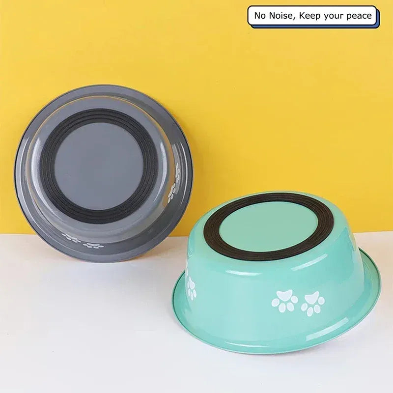 Color: WHITE, Size: XS - Non-slip Dog Bowls For Small Medium Large Dog Feeder Bowls And Drinkers Stainless Steel Pet Feeders Pets Dogs Accessories
