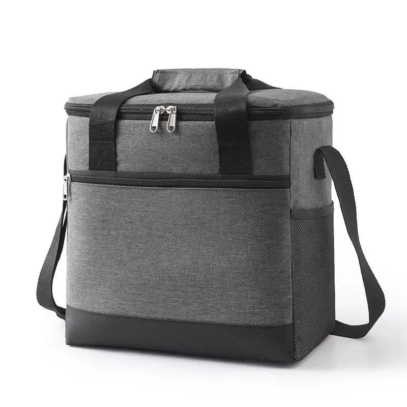 Color: Blue - Large Capacity Tote Bento Insulated Lunch Bag Picnic Food Lunch Box Storage Ice Cooler Thermal Bag Portable Fridge Thermal Bag