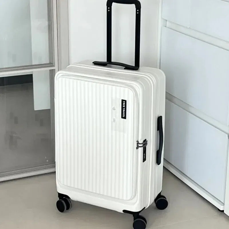 Color: Beige, Luggage Size: 13Inches 325mm, Ships From: CHINA - 2025 New 20-inch PC Hard Shell Lightweight Roller Travel Expandable Multifunctional Front Opening Suitcase Cabin Trolley Case