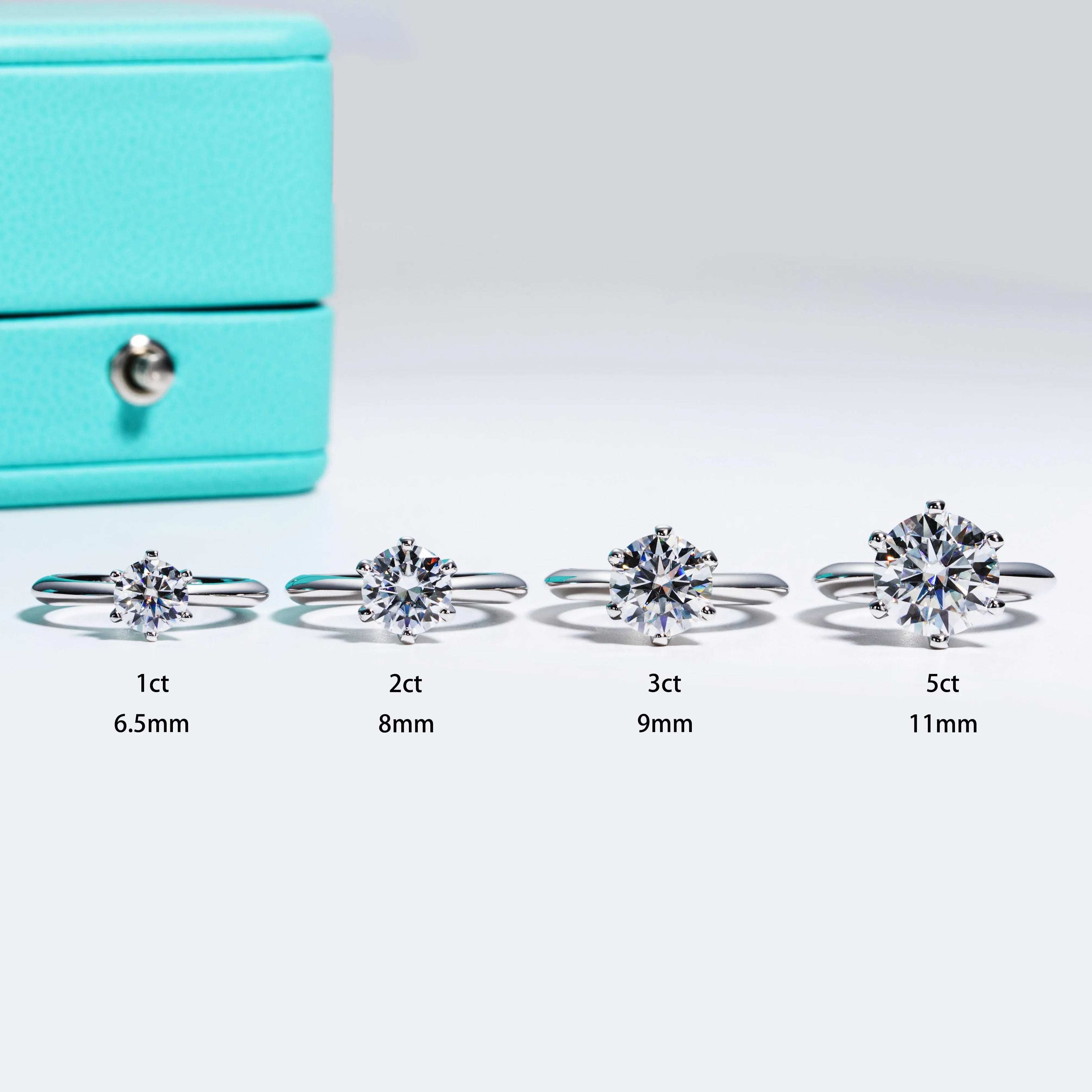 Gem Color: Blue, Ships From: CHINA, Ring Size: 5 - AnuJewel 1ct 2ct 3ct 5ct D Color Moissanite Engagement  Ring For Women 925 Sterling Silver Gold Plated Solitaire Rings Wholesale
