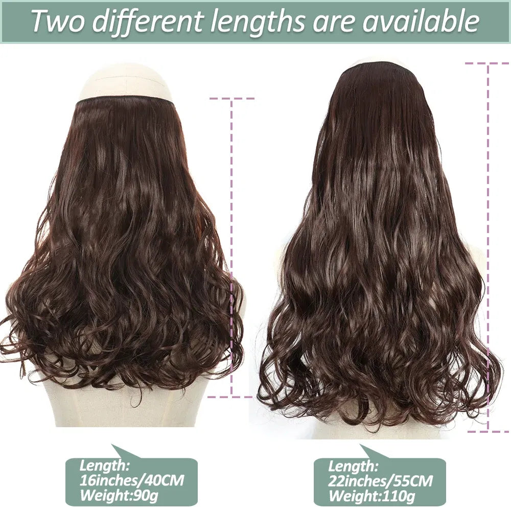 Color: T1B/Red, Stretched Length: 32inches, Ships From: CHINA - Synthetic Natural Wavy No Clip Fish Line Invisible Hair Extensions Mixed Color Blonde Black Artificial False Hair Piece ForWomen