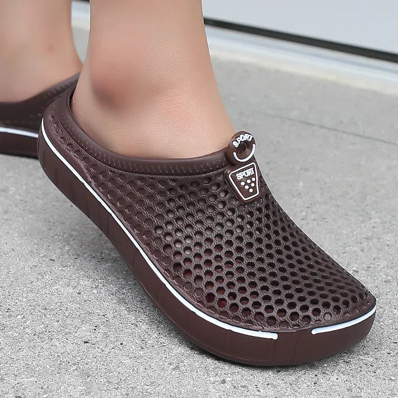 Color: Clear, Shoe Size: 39 - Men Slippers Beach Shoes Unisex Summer Hollow Outdoor Casual Men Beach Sandal Flip Flops Shoes Non-slip Size 36-45 Mens Slippers