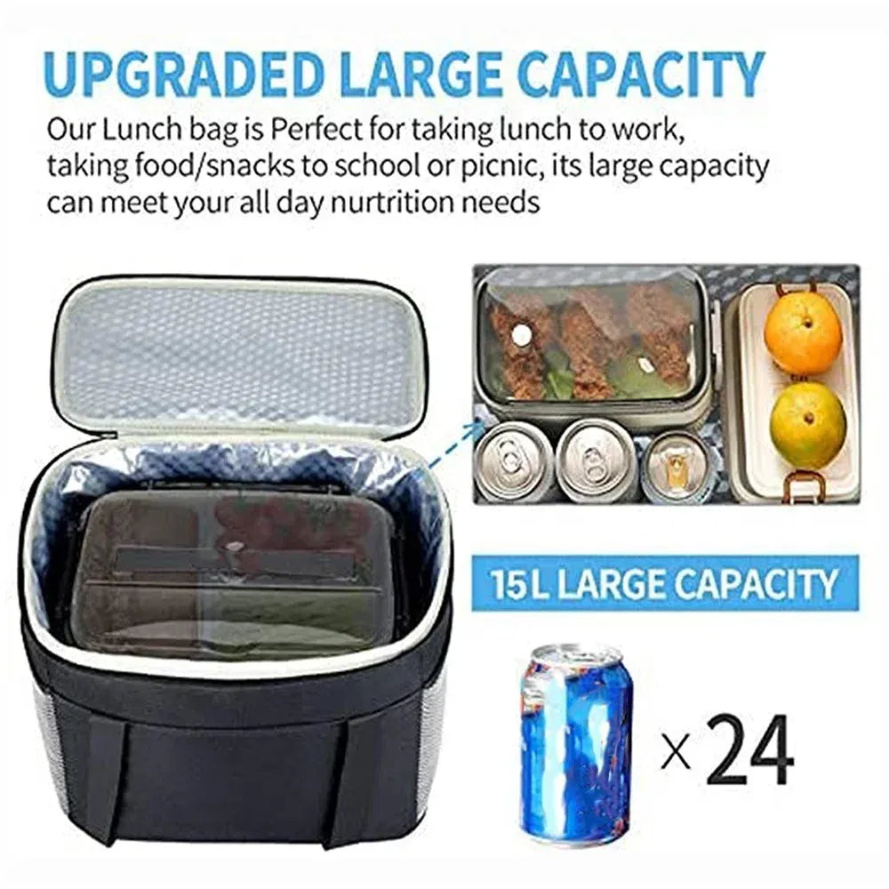 Color: Brown - Thermal Bag Portable Lunch Bags Insulated Cooler Bag Food Bento Bags Printing Gold Letter Series Travel Picnic Storage Ice Bags