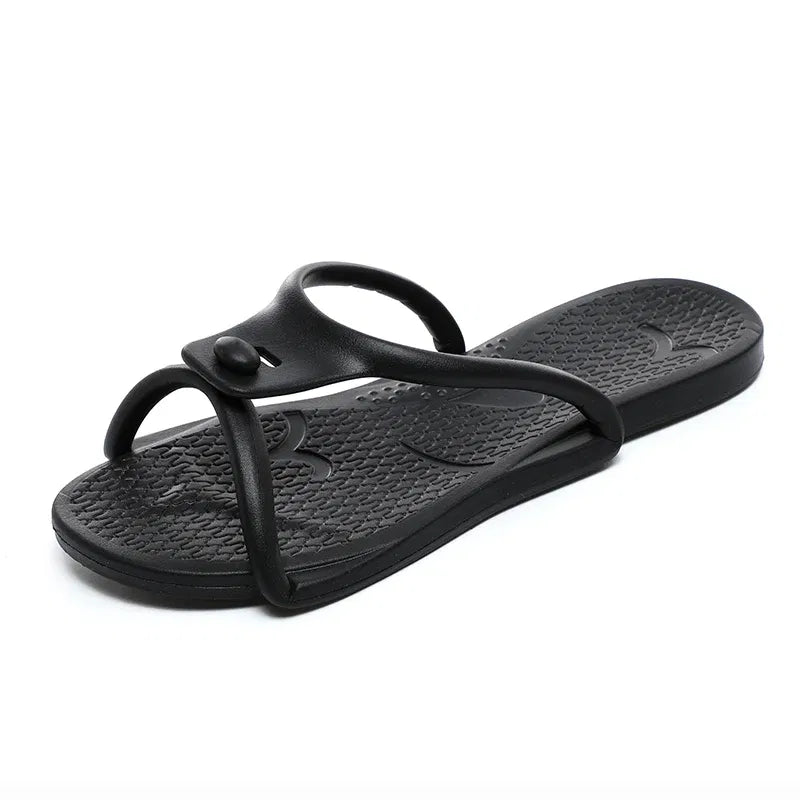 Color: black, Shoe Size: 41-42 - Summer New Travel Portable Foldableing Slippers for Men and Women on Business Trips, Non-Slip Soft Bottom Couples Beach Slippers