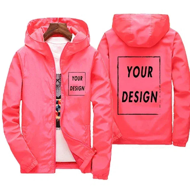 Color: Pink, Size: 5XL - Custom Brand Logo Autumn Jacket Men Waterproof Warm Windbreaker Casual Clothing Big Size 6Xl Men Green Black Red Jacket Outdoor