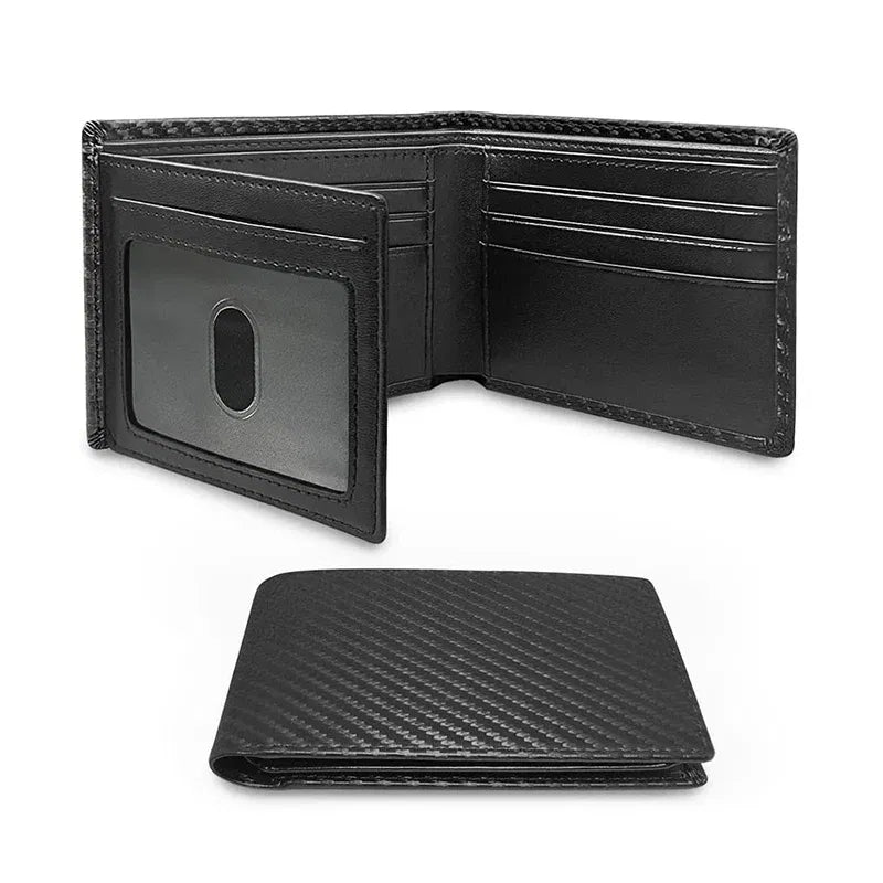 Color: Beige, Ships From: CHINA - Slim Minimalist Tri-Fold Wallet Carbon Fiber RFID Blocking Men's  Wallet With ID Window and 9 Card Slots