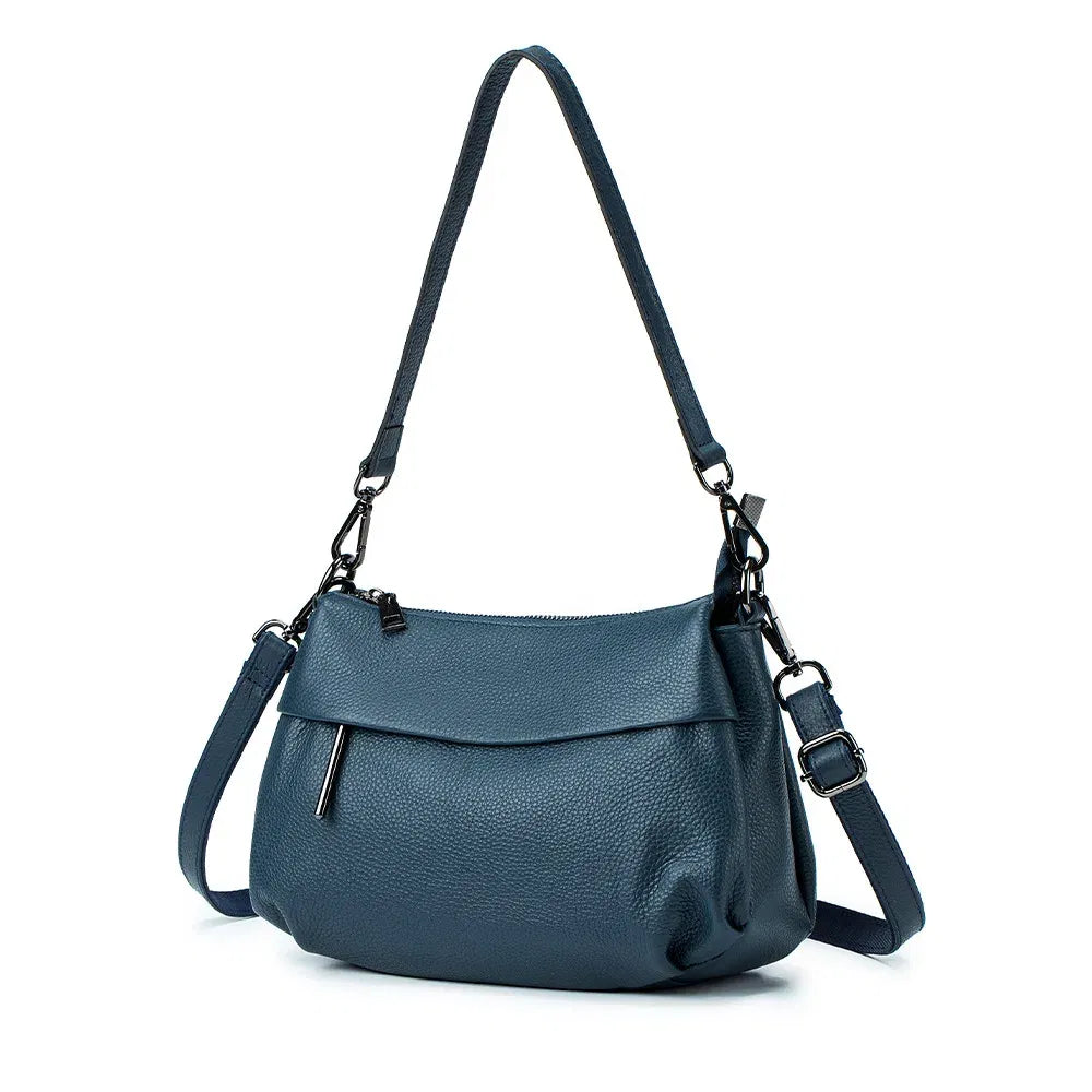 Color: Blue - High Quality Real Leather Handbag Ladies' Genuine Leather Shoulder Bags Women's Casual Messenger Bags Versatile Crossbody Bag