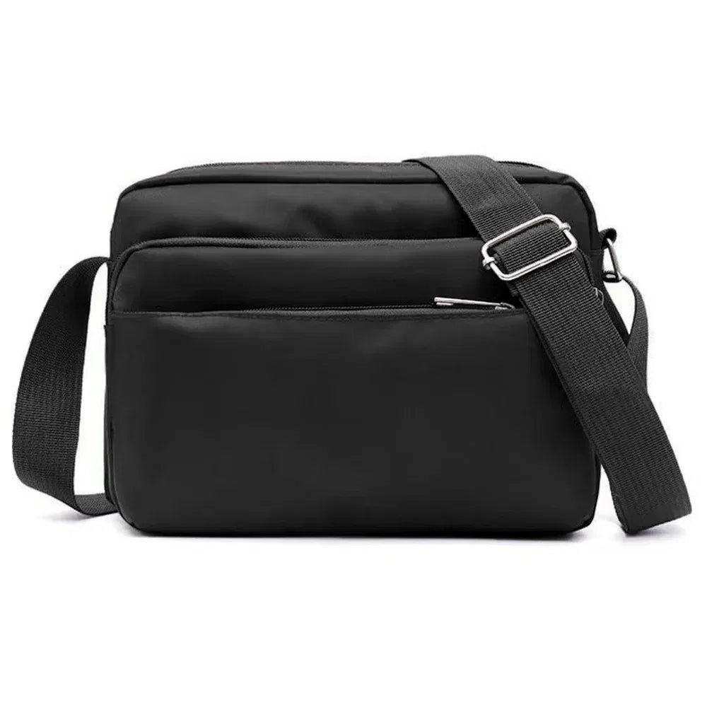Color: Blue - New Fashion Multi-layer Travel Leisure Simple Storage Bag Black Gold Letter Series Printing Pattern One Shoulder Crossbody Bag