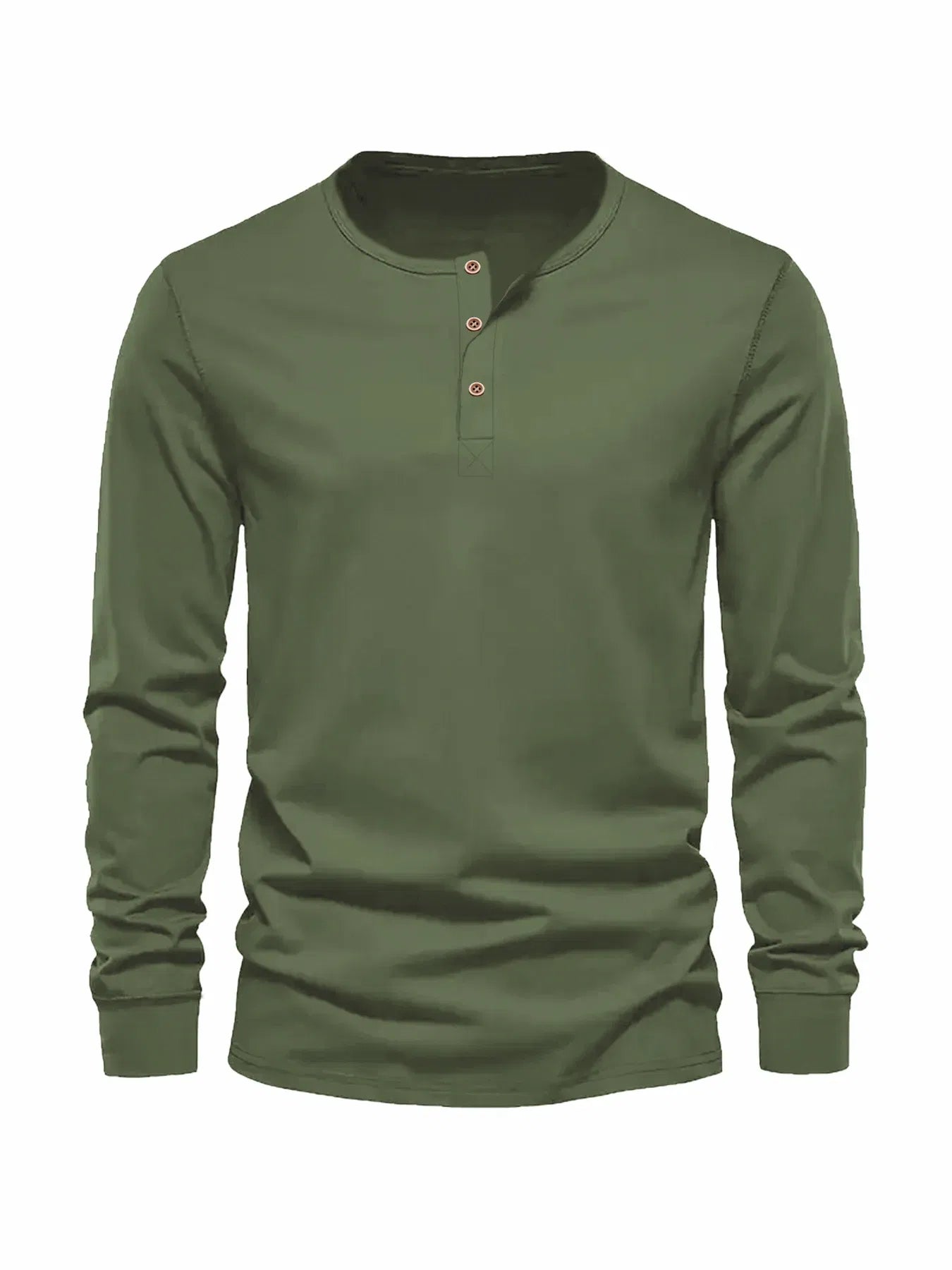 Color: Brown, Size: XL - Men's Long Sleeved Henley Neck T-shirt Slim Fit Bottoming Shirt Fitness Tops Tees Button Neck Casual Cozy Tshirt