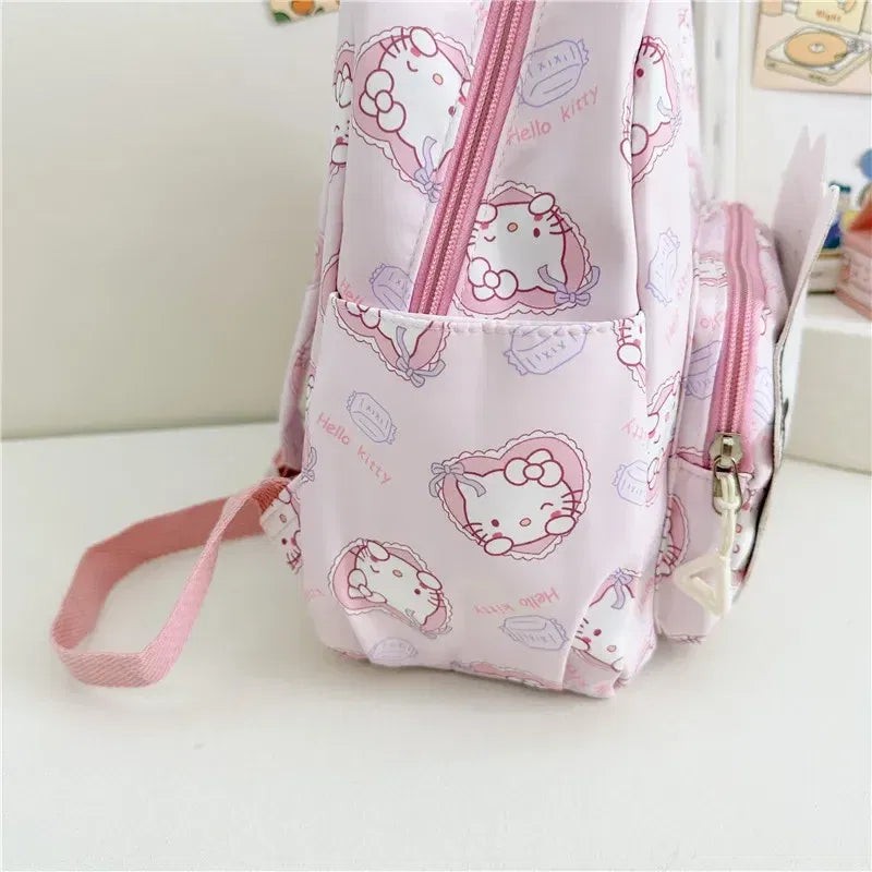 Color: Blue, Size: 12 inches - 2025 Anime Cartoon Kuromi Melody Cinnamoroll Backpack Boys Girls Cartoon Hello Kitty Kawaii Canvas Fashion Children's Schoolbag