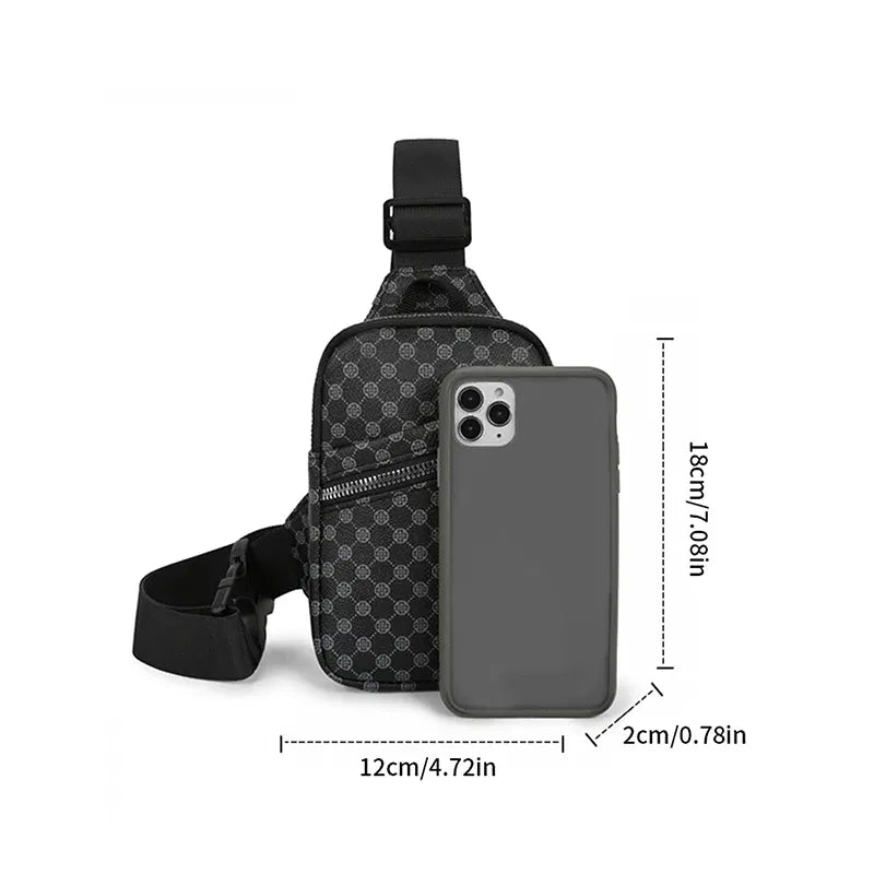 Color: Orange - VC Simple Casual Men's Mini Chest Bag Lightweight PU Leather Men Crossbody Bag Phone Sling Bags Suitable for Hiking City Walk