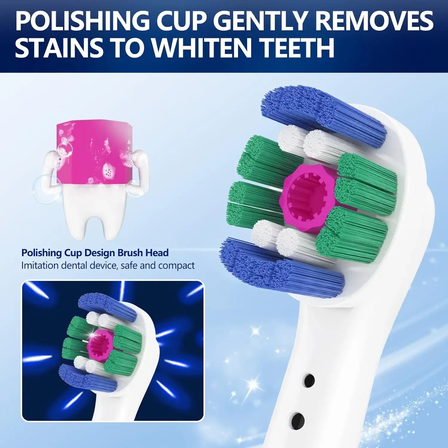 Color: Khaki - Electric Toothbrush Nozzles For Oral B Braun 3D White Floss Action Precision Clean Gum Care Universal Toothbrush Heads for OralB