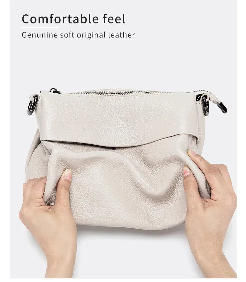 Color: Blue - High Quality Real Leather Handbag Ladies' Genuine Leather Shoulder Bags Women's Casual Messenger Bags Versatile Crossbody Bag