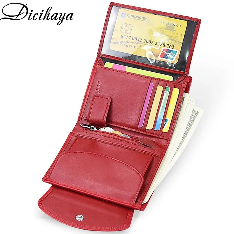 Color: Gold - Genuine Leather Women Wallet Coin Purse For Girls Female Small Portomonee Lady Purse Money Bag Card Holder for Women Mini Clutch