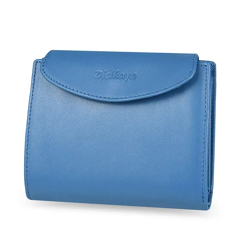 Color: Gold - Genuine Leather Women Wallet Coin Purse For Girls Female Small Portomonee Lady Purse Money Bag Card Holder for Women Mini Clutch