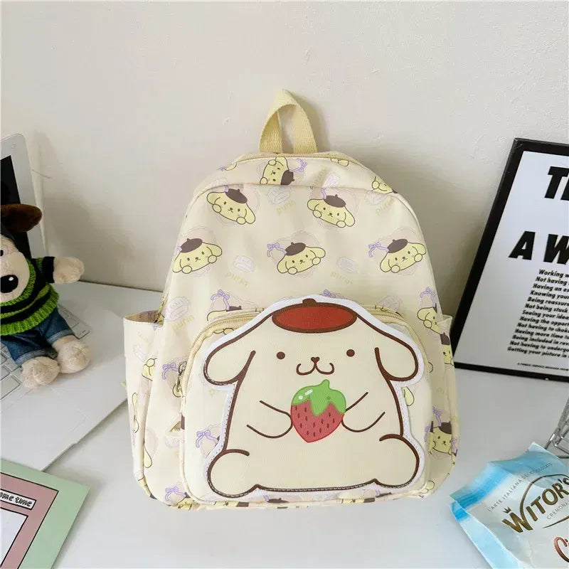 Color: Blue, Size: 12 inches - 2025 Anime Cartoon Kuromi Melody Cinnamoroll Backpack Boys Girls Cartoon Hello Kitty Kawaii Canvas Fashion Children's Schoolbag