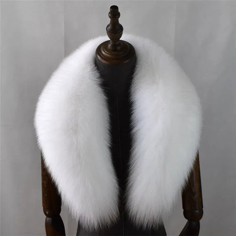 Color: PEACOCK BLUE, Size: M - 100% Natural Real Fox Fur Collar For Women Men Coat Jacket Fur Scarf Winter Extra Large Size Neck Warmer Fur Scarf Shawls Wraps