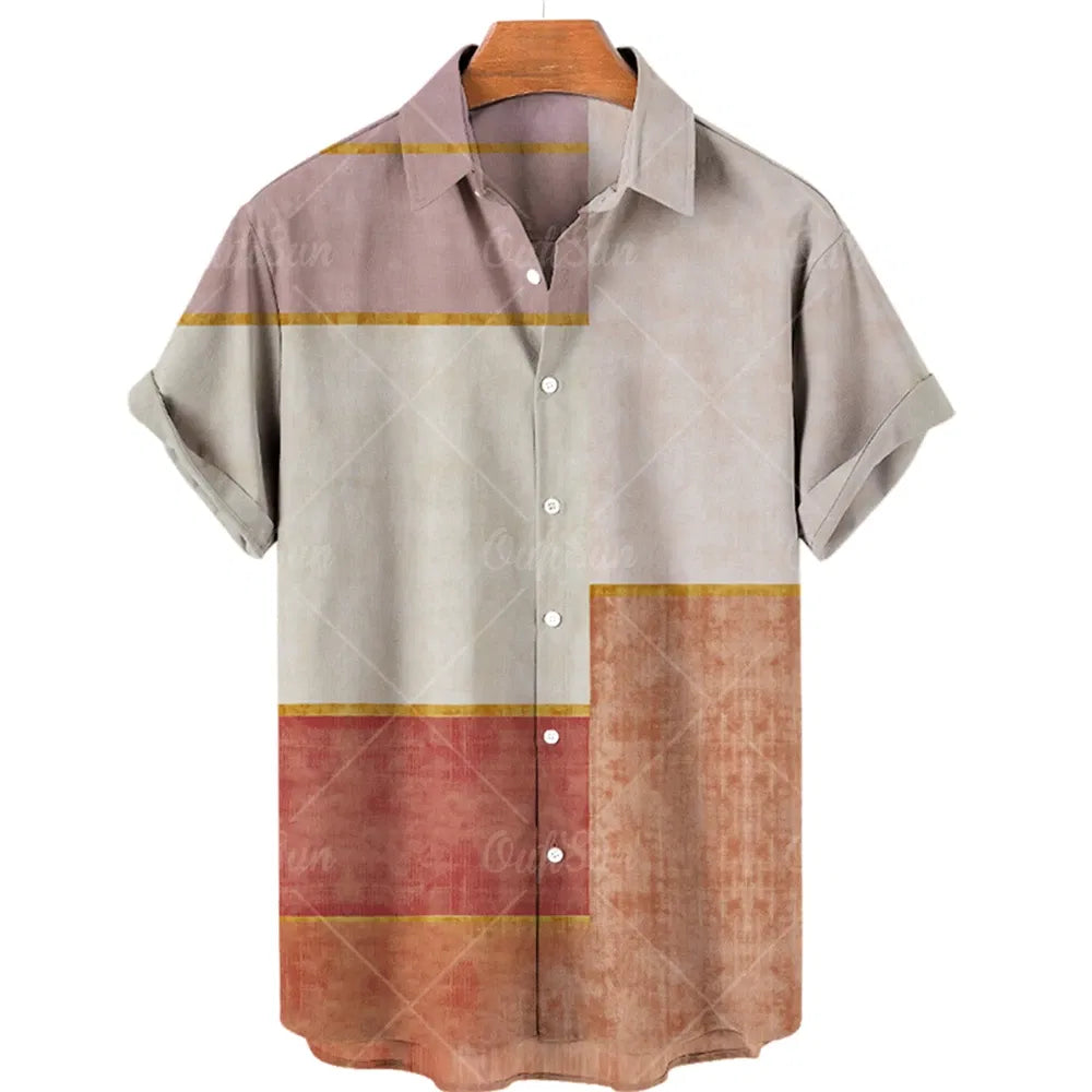 Color: MULTI, Size: M - Men's Hawaiian Shirts Men's Short Sleeved Vintage Shirt Men's Fashionable Summer Beach Tops Loose And Comfortable men's Clothing