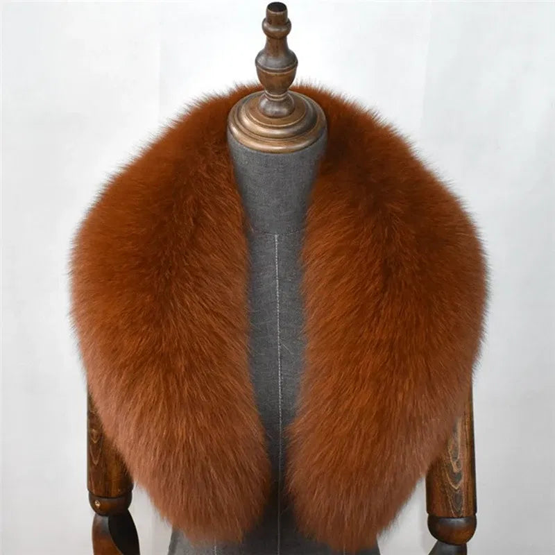 Color: PEACOCK BLUE, Size: M - 100% Natural Real Fox Fur Collar For Women Men Coat Jacket Fur Scarf Winter Extra Large Size Neck Warmer Fur Scarf Shawls Wraps