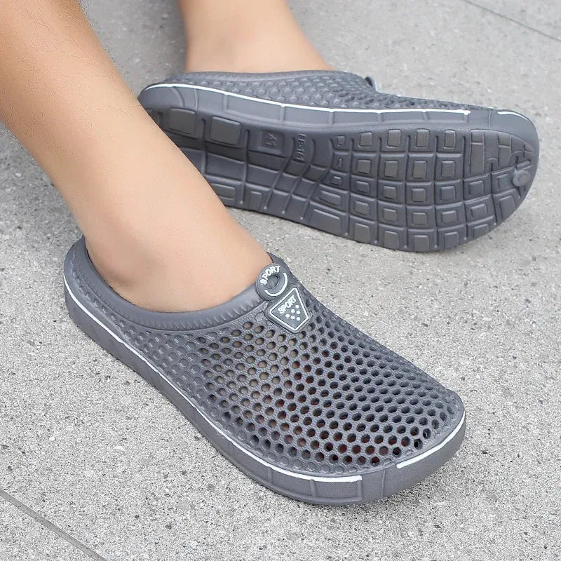Color: Clear, Shoe Size: 39 - Men Slippers Beach Shoes Unisex Summer Hollow Outdoor Casual Men Beach Sandal Flip Flops Shoes Non-slip Size 36-45 Mens Slippers