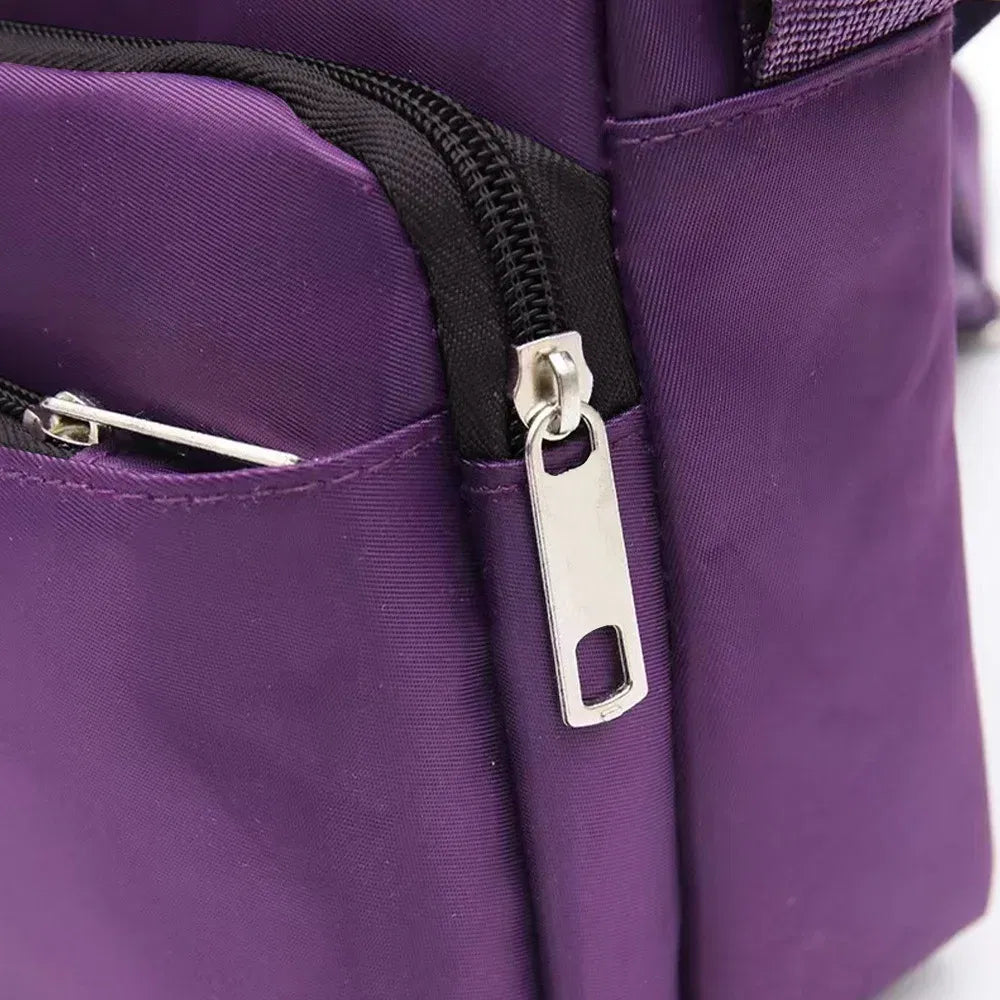 Color: Light Grey - Purple One Shoulder Crossbody Bag Portable Commuting Large Capacity Simplicity Storage Bag Garland Letter Series Print Pattern