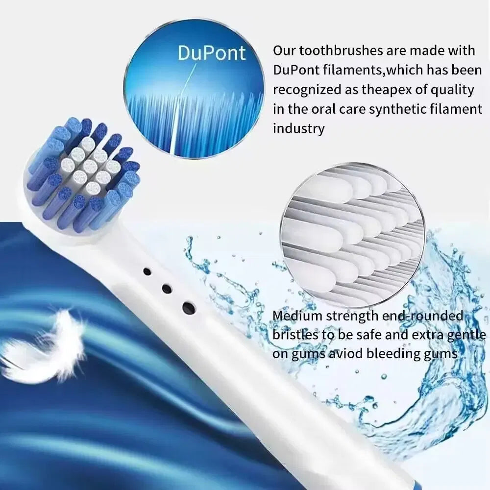 Color: Khaki - Electric Toothbrush Nozzles For Oral B Braun 3D White Floss Action Precision Clean Gum Care Universal Toothbrush Heads for OralB