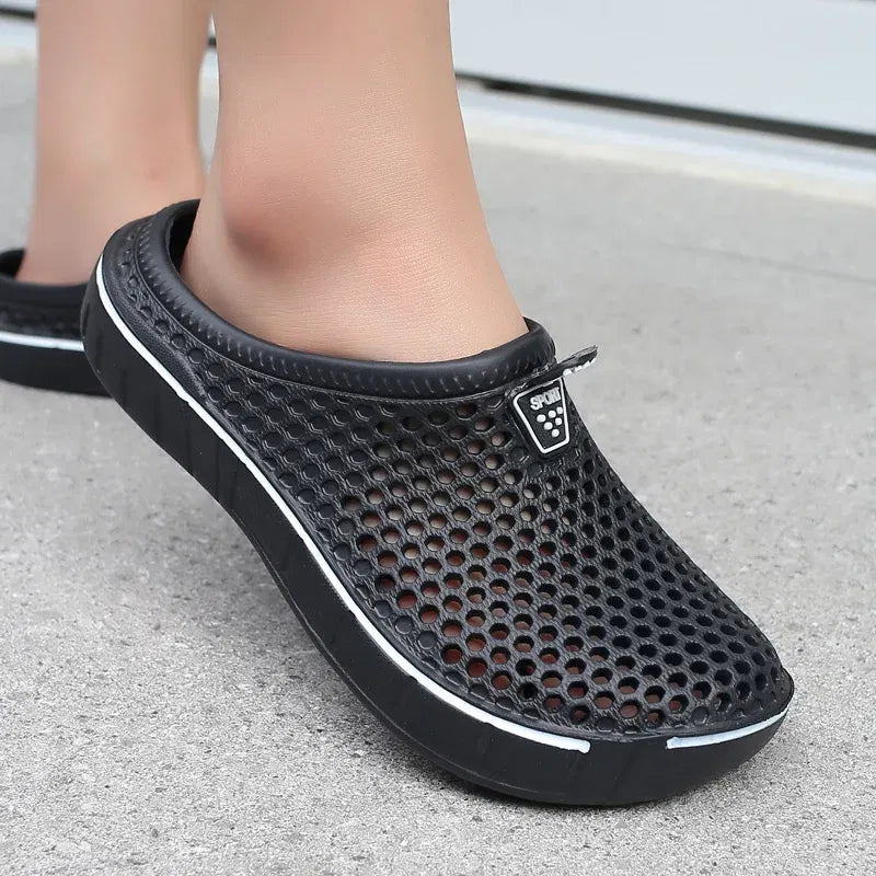 Color: Clear, Shoe Size: 39 - Men Slippers Beach Shoes Unisex Summer Hollow Outdoor Casual Men Beach Sandal Flip Flops Shoes Non-slip Size 36-45 Mens Slippers