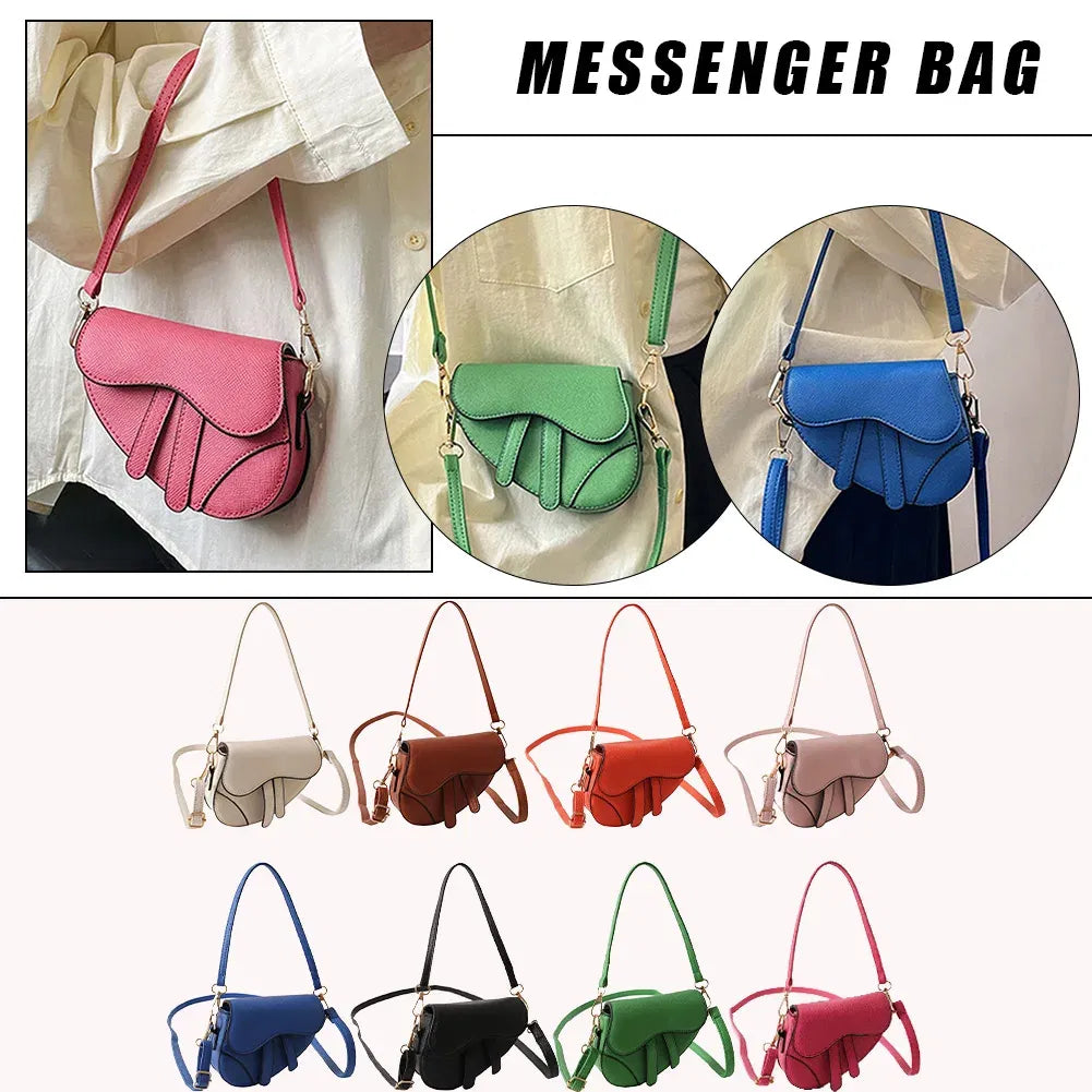 Color: GRAY - Women Fashion Mini Handbags Hasp Zipper Messenger Bags Saddle Bag Solid Color Casual Simple Inside Lock Ornament Bag