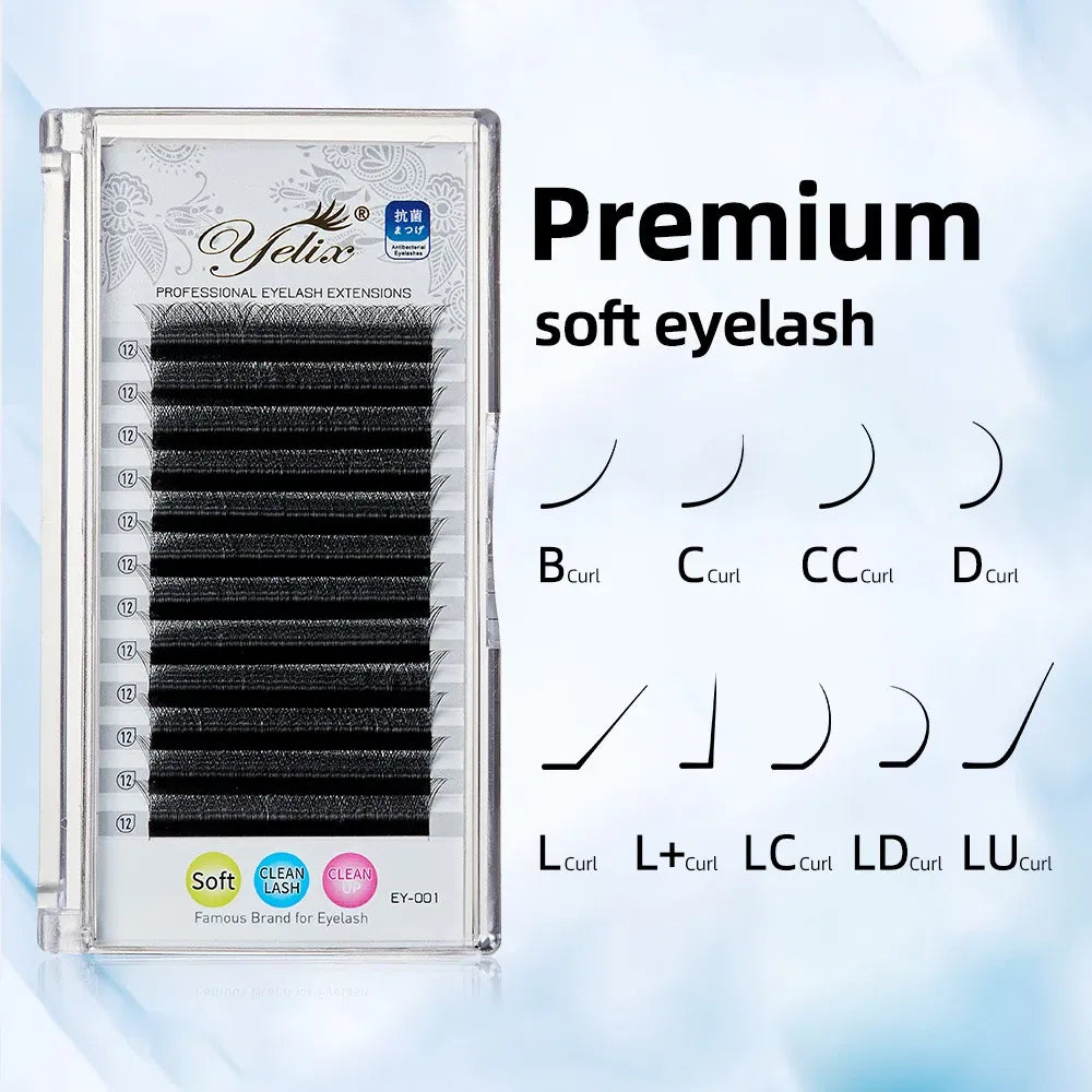 Color: Brushed Chrome, Curl: CC, Thickness: 0.07mm, Length: MIX - Yelix Cilios 5D W Shape Eyelash Extensions 4D/6D Premade Volume Fans Natural Soft Automatic Flowering Lash Makeup Supplies