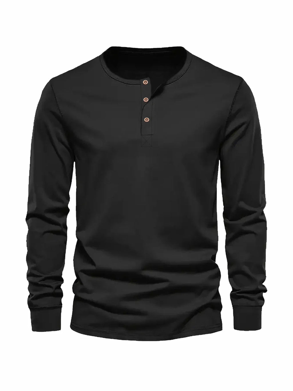 Color: Brown, Size: XL - Men's Long Sleeved Henley Neck T-shirt Slim Fit Bottoming Shirt Fitness Tops Tees Button Neck Casual Cozy Tshirt