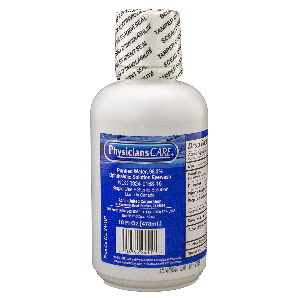 SAS Safety Eyewash Replacement Bottle (Only) for Personal Emergency Eyewash Station 5132
