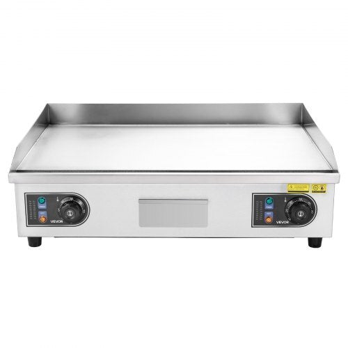 Commercial Electric Griddle, 25.79 x 15.75 inch, 2800W, 122-570?F Adjustable Temp Control, Stainless Steel Body, Full Flat, with 2 Spatulas, 2 Brushes, and 4 Foot Pads, for Steak, Pancake