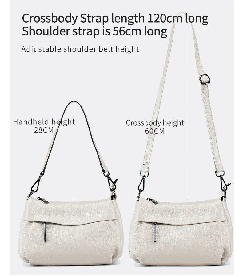 Color: Blue - High Quality Real Leather Handbag Ladies' Genuine Leather Shoulder Bags Women's Casual Messenger Bags Versatile Crossbody Bag