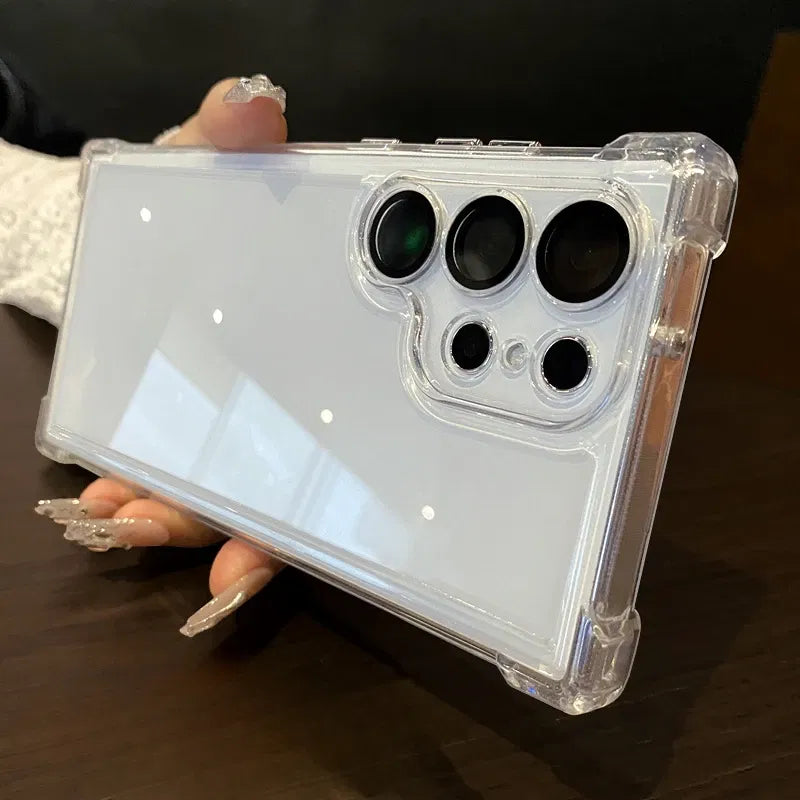 Color: Clear, Material: ABS - Luxury Shockproof Clear Acrylic Case For Samsung Galaxy S24 S23 FE S22 Plus S24 Ultra A34 A54 A15 A25 A35 A55 A53 5G Hard Cover