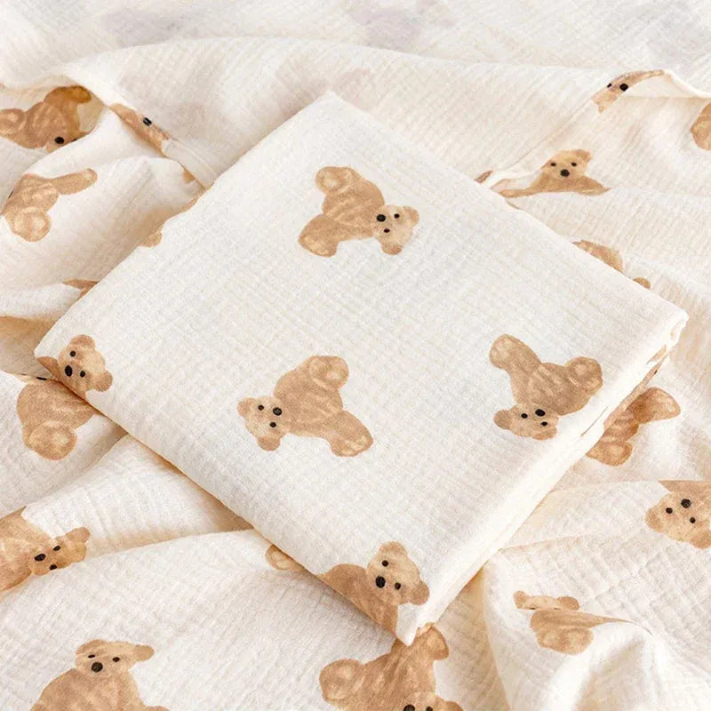 Color: GRAY, Size: Option 1 - Baby Blanket Newborn Muslin Swaddle 2 Layer Cotton Bath Towel Summer Stroller Cover Wrap Gauze Toddler Sleep Blanket Baby Items