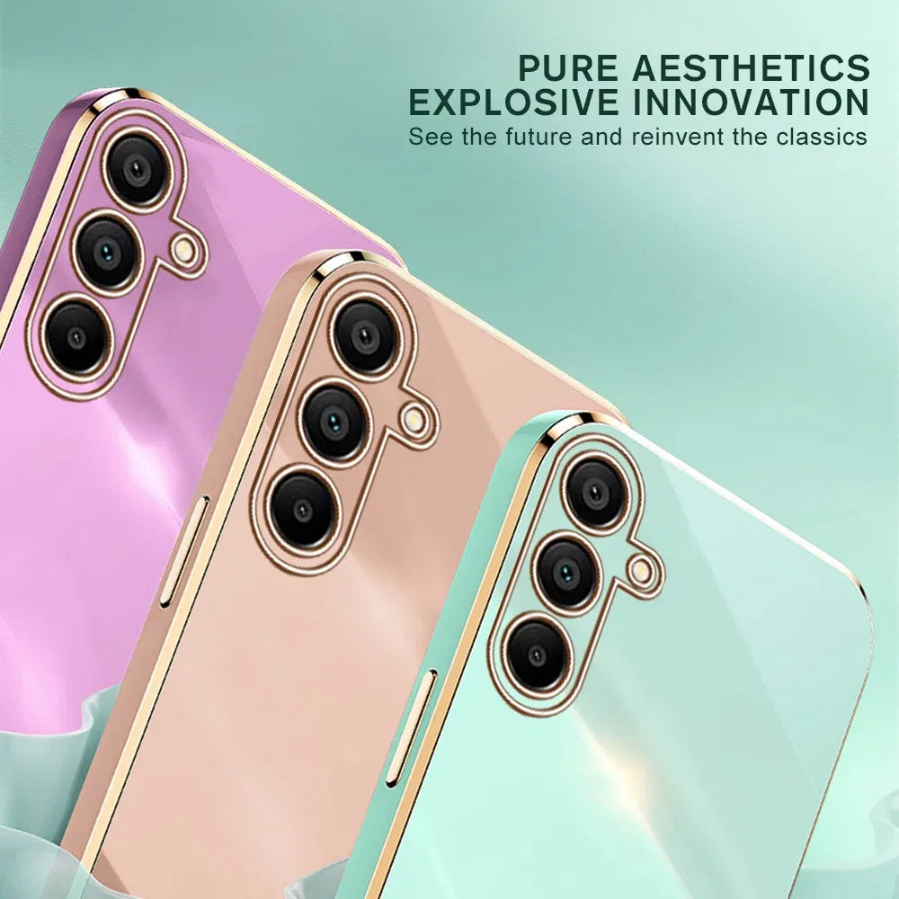 Material: PE, Color: Brown - Luxury Electroplated Cover Case For Samsung Galaxy A15 Silicone Lens Protection Fundas A05s A05 4G A25 A35 A55 5G A 15 25 35 55