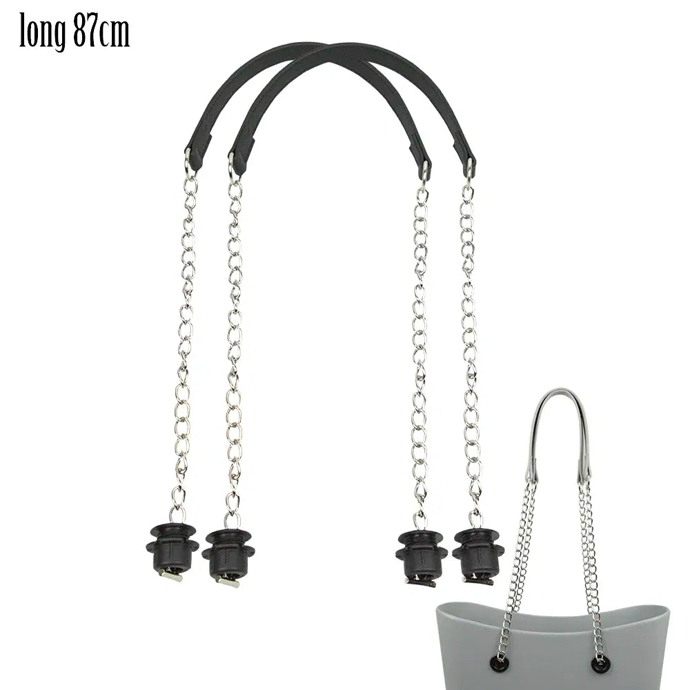 Ships From: CHINA, Color: Silver - New Tanqu 1 Pair Silver Long Thick Single Chain with OT metal buckle Black screws for Obag O bag Handles for Women Bag Handbags